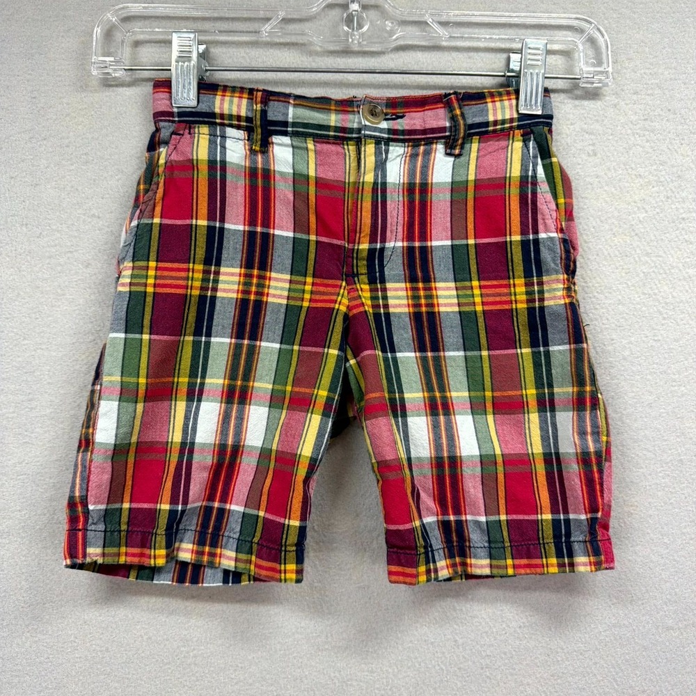 Polo Ralph Lauren Shorts Boys 5 Fits W22* Red Blue Madras Plaid Mid-Rise Preppy